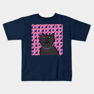 Violet the Floral Cat Kids T-Shirt